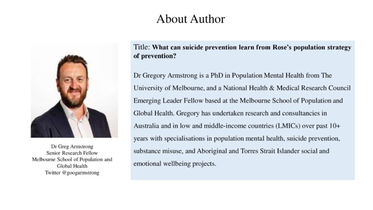 What can suicide prevention learn from Rose’s population strategy of prevention?